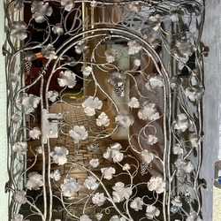 Portillon forgé à la main, décoré de vigne, fabriqué pour un restaurant Portillon forgé à la main, décoré de vigne, fabriqué pour un restaurant