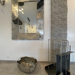 Panier à bois moderne avec outils + porte-bûches en inox fait main de luxe