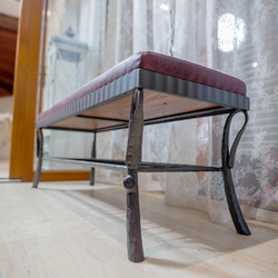Banc forg� exceptionnel avec cuir - mobilier de luxe pour l'entr�e