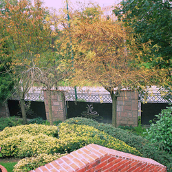 Cl�ture forg�e avec plaques autour de la maison individuelle