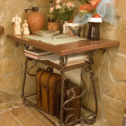 Mobilier rustique - table en fer forg� de luxe avec espace de rangement