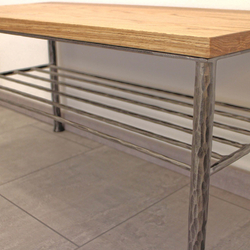 Porte-chaussures en fer forg� de qualit� avec bois de chêne - mobilier pour le hall d'entr�e, le vestibule...