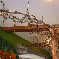 Lustre artistique forg� à la main avec motif naturel - luminaire de luxe