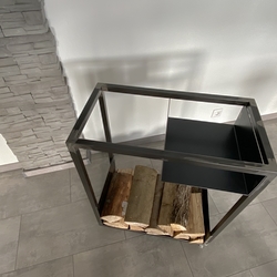 Panier à bois sur roulettes - panier à bois de qualit�, adapt� pour la chemin�e et les barbecues d'�t�