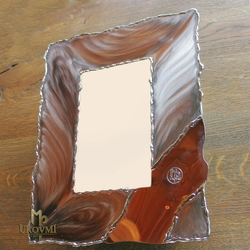 Applique mural en acier inoxydable bross� et verre blanc. Luminaire style contemporain.