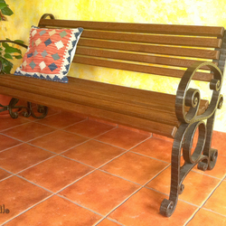 Banc en fer forg� - banc de jardin en m�tal/bois
